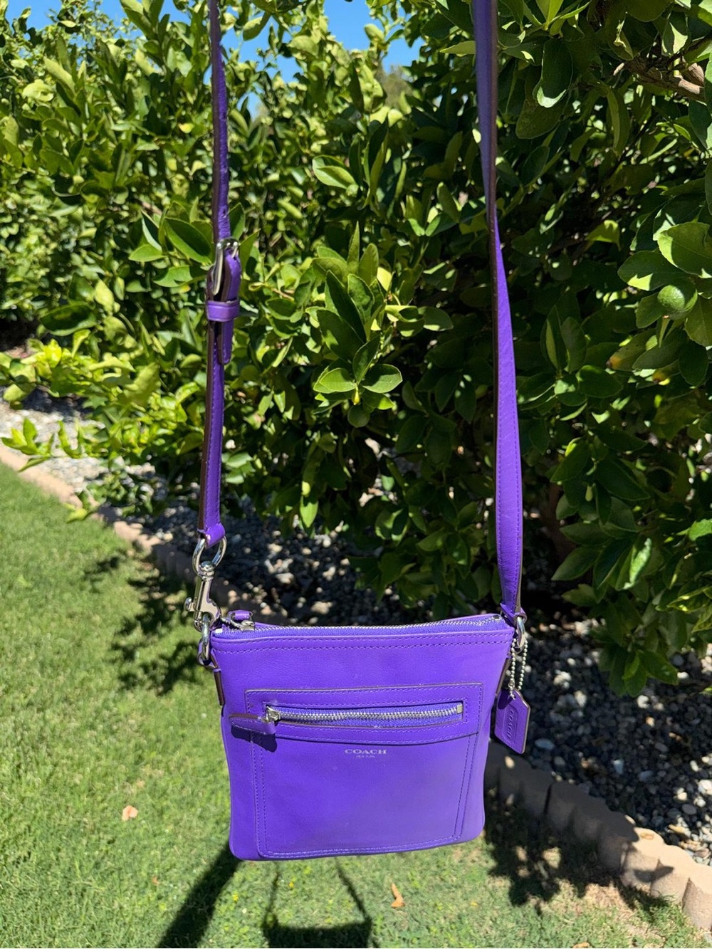 Coach Legacy Swingpack Purple Leather Crossbody Sling Bag Shoulder Purse - Picture 8 of 12